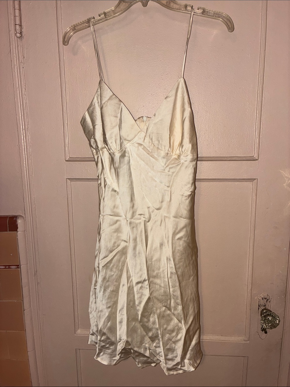 Y2K Vintage Bridal cream Silk slip dress SZ 7/8